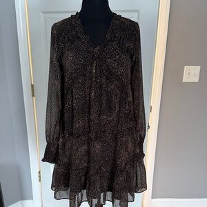 Walter Baker Chic Black and Brown Animal Print Dress